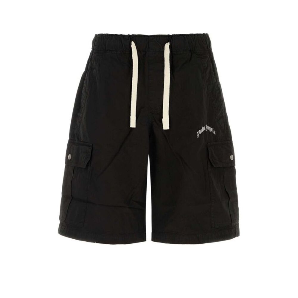 Palm Angels Men Black Cotton Bermuda Shorts